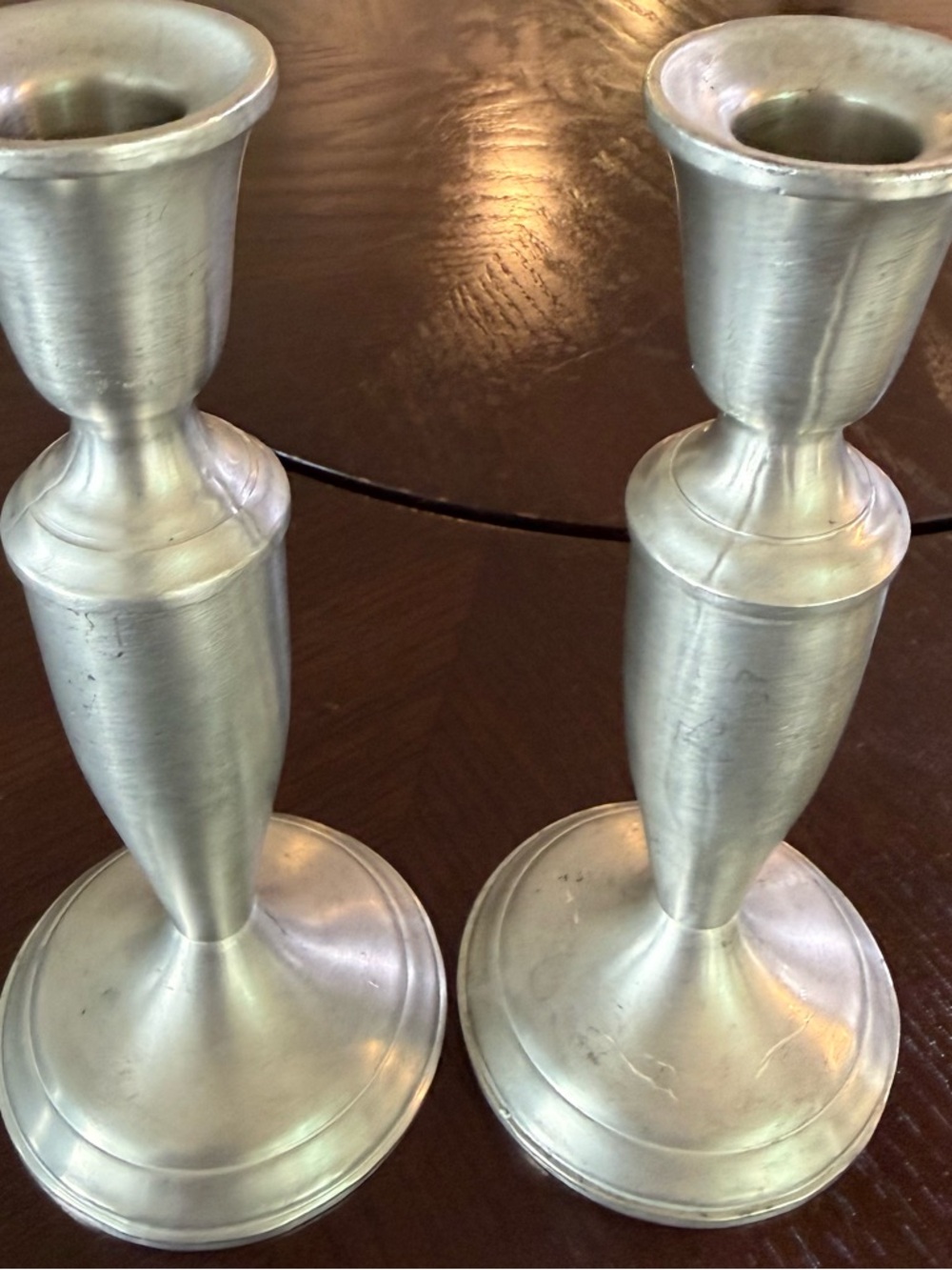 Towle Pewter Vintage Metal Candle Holders - Pair